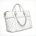 Detailed Sketching: White Handbag With Aggressive Quilting And Realistic Lighting