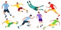 Detailed soccer football players: goalkeeper, forward. Vector illustration