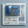 Detailed Solar Energy System Blueprint with Technical Specifications Royalty Free Stock Photo