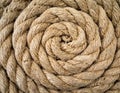Detailed Spiral of Thick Brown Woven Rope in a Circular Pattern with Rich Texture Royalty Free Stock Photo