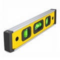Detailed Spirit Level in Yellow and Silver with Bubble on White Background Royalty Free Stock Photo