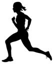 Detailed Sport Silhouette - Female Track or Long-Distance Marathon Runner V2 Refined Royalty Free Stock Photo