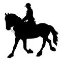 Detailed Sport Silhouette - Female or Woman Riding Dressage Horse Royalty Free Stock Photo