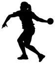 Detailed Sport Silhouette - Girl Discus Thrower Spinning to Throw V2 Refined Royalty Free Stock Photo