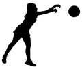 Detailed Sport Silhouette - Korfball Ladies League Girl Player or Netball Throwing Ball V2 Refined