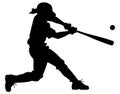 Detailed Sport Silhouette - Woman or Female Baseball Batter Swinging at Ball Royalty Free Stock Photo