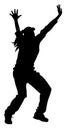 Detailed Sport Silhouette - Woman or Female Cricket Bowler Appealing for LBW Royalty Free Stock Photo