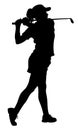 Detailed Sport Silhouette - Woman Golf Player Golf Swinging Club V2 Refined Royalty Free Stock Photo