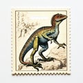 High-quality Solated Print Stamp Of Dilophosaurus - Full Body, White Background Royalty Free Stock Photo