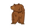 Detailed Standing Grizzly Bear Illustration