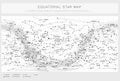 Detailed star map with names of stars, contellations and Messier objects, black and white vector Royalty Free Stock Photo