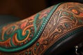 detailed stitching on a leather saddle