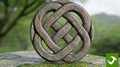 Detailed Stone Celtic Knotwork Intricate Pattern on Mossy Rock Royalty Free Stock Photo