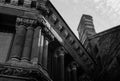 The detailed stone and columns at entrance to Library Royalty Free Stock Photo