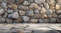 Detailed stone wall structure showcasing large, weathered stones arranged in a rustic pattern