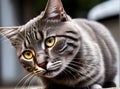 Detailed street cat closeup with low angle