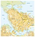 Detailed street map of downtown Vancouver, British Columbia, Canada