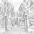 Detailed Streetside Map Vector Coloring Page For Adults