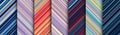 Detailed striped geometric patterns composed of big amount of thin multicolored stripes