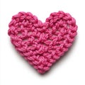 Intricate Pink Crochet Heart Shape Detailed Craftsmanship on White Background Studio Lighting Royalty Free Stock Photo