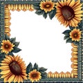 detailed sunflower border with ornamental elements ai generated