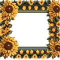 detailed sunflower border with ornamental elements ai generated