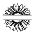 Detailed Sunflower Monogram Vector