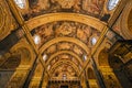 A detailed symmetrical interior photograph of the ceiling of the beautiful St John`s cathedral