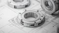 Detailed Technical Drawing Featuring Precise Bearing Designs Royalty Free Stock Photo
