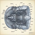 In a schematic format with labels identifying various engine Royalty Free Stock Photo