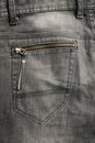 Detailed Texture: back pocket of black jeans