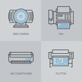 Detailed thin line icons for business.