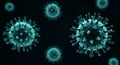 Microscopic View of Cyan Viruses with Spiky Protrusions on Dark Background science biology Royalty Free Stock Photo
