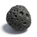 Textured Gray Asteroid or Meteorite with Numerous Circular Craters on White Background Royalty Free Stock Photo