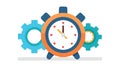 Detailed Time Management Gears and Clock Icon, vector design Generative AI Royalty Free Stock Photo