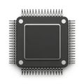 Close up of a black microprocessor with many pins Royalty Free Stock Photo