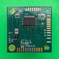 Microchip on a Green Printed Circuit Board Royalty Free Stock Photo
