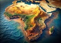 Detailed Topographic Map of Africa Exploring Elevation Variations Across the Continent Using WGS84 Data Royalty Free Stock Photo