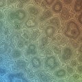 A detailed topographic map pattern featuring contour lines in a gradient of colors from Royalty Free Stock Photo