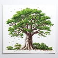 Detailed Tree Painting With Big Branches In James Bullough Style