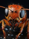 detailed macro shot of an red ant insect face