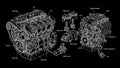 Detailed Vector Diagram of Automotive Engine Components and Systems Royalty Free Stock Photo