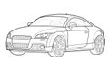 Vector draw of a flat sport car with black lines.