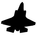 Detailed vector illustration of an Air Force stealth F-35 Lightning II fighter jet. Isolated realistic silhouette F 35 jet fighter