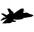 Detailed vector illustration of an Air Force stealth F-35 Lightning II fighter jet. Isolated realistic silhouette F 35 jet fighter