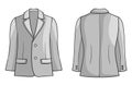 A detailed vector illustration of a blazer, shown from both front and back views Royalty Free Stock Photo
