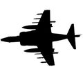 Detailed vector illustration of an British military Royal Air Force, navy aircraft the Harrier jump jet from McDonnell Douglas AV8 Royalty Free Stock Photo