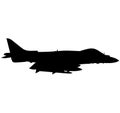 Detailed vector illustration of an British military Royal Air Force, navy aircraft the Harrier jump jet from McDonnell Douglas AV8 Royalty Free Stock Photo