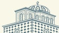 Classic Church or Temple Illustration, Architecture Vector Art, vector design Generative AI Royalty Free Stock Photo