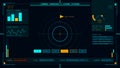 Futuristic command interface display with target acquisition radar and system status Royalty Free Stock Photo
